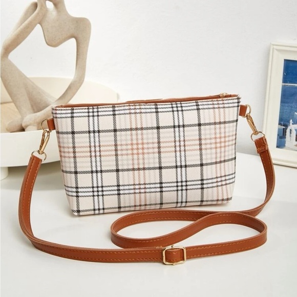 ⚠️Clearance Brown Plaid Pattern Square Crossbody Bag - Picture 4 of 6